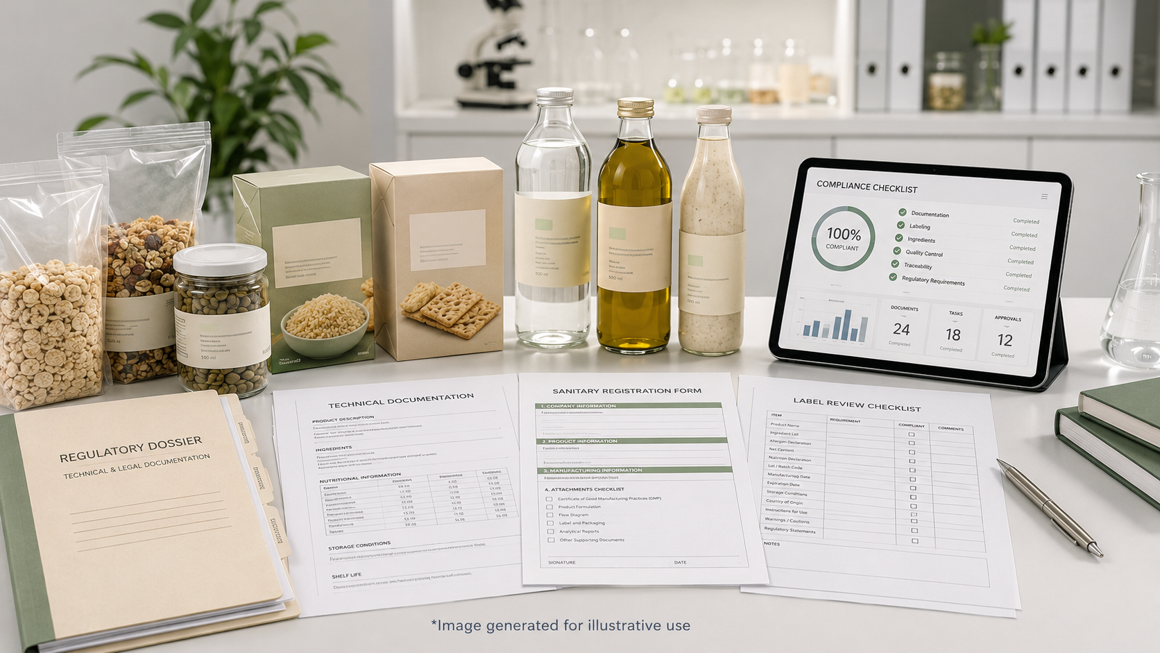 Productos alimentarios con documentación regulatoria