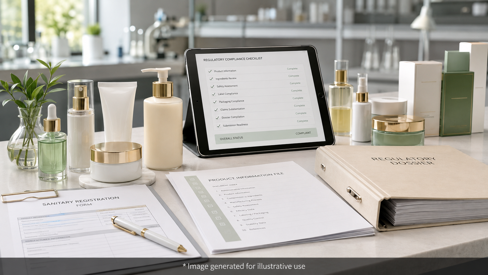 Cosméticos con documentos técnicos y registro sanitario